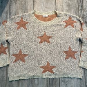 Vici Size M Cream Sweater with Peach Stars